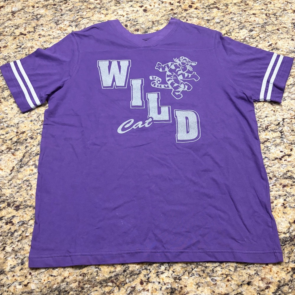 VIntage Disney Pooh Woman Tigger Wild Cat Purple V-Neck T-Shirt 14W/16W ws